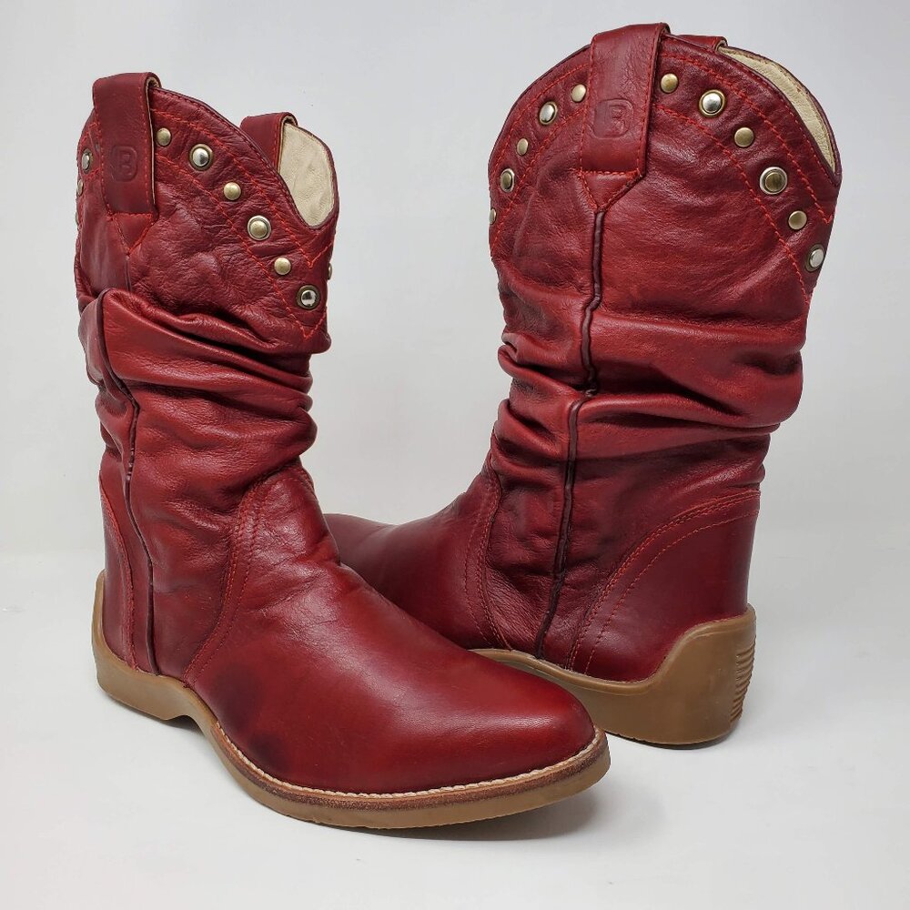 Kenneth Cole Reaction Pull On Scrunch Boot Rubber Sole Women's Red (WS033)